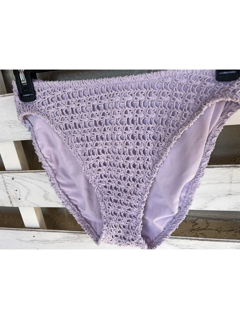 Vintage Victoria Secret Swim High Waist Bikini Bottom Size S Crochet